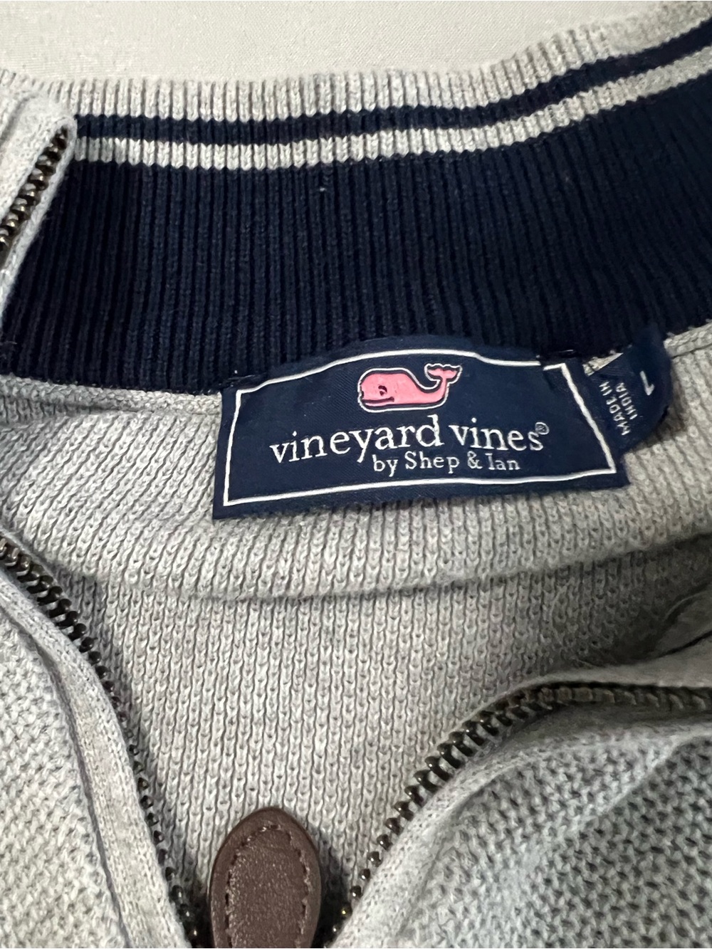 Vineyard Vines Sweater Youth L Gray 1/4 Zip Mock Neck Pullover Logo Fleece